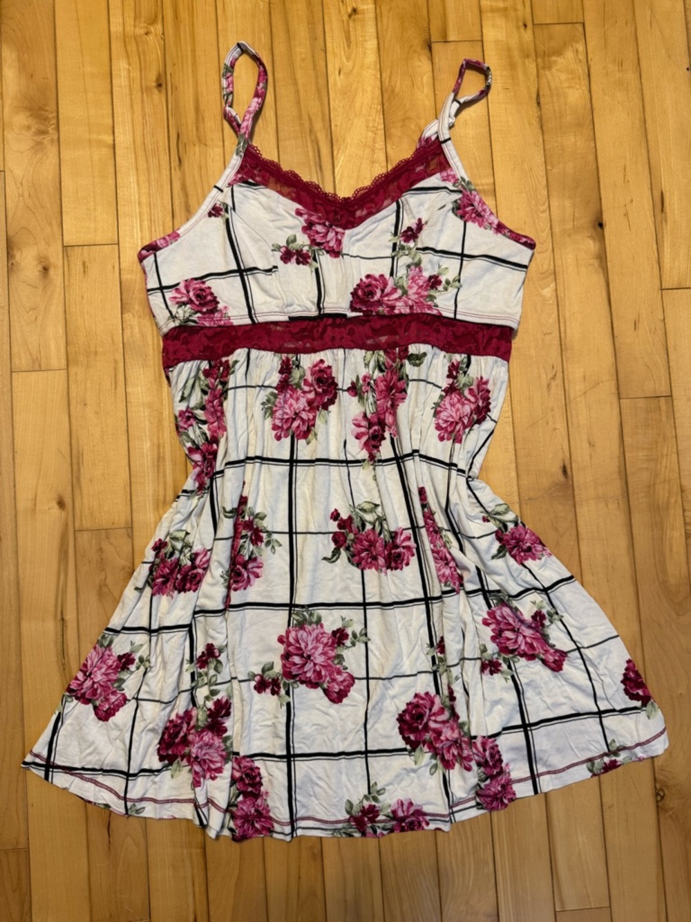 Torrid Floral Plaid Lace-Trim Sleep Dress Size 1